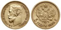 5 rubli 1900 (ФЗ), Petersburg, złoto, 4.28 g, Fr