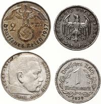 lot 2 monet, 1 marka 1939 A (nikiel, Berlin), 2 