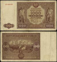 1.000 złotych 15.01.1946, seria AA, numeracja 45