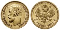 5 rubli 1901 ФЗ, Petersburg, złoto 4.30 g, ładny