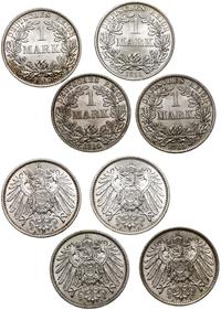 Cesarstwo Niemieckie, zestaw: 4 x 1 marka, różne roczniki