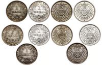 zestaw 5 x 1 marka, 1914 D (Monachium), 1914 G (