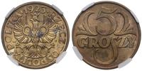 5 groszy 1923, Warszawa, moneta w pudełku NGC 58