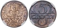 5 groszy 1938, Warszawa, moneta w pudełku NGC 58