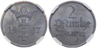 2 fenigi 1937, Berlin, moneta w pudełku NGC 5884