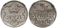 5 fenigów 1923, Berlin, moneta w pudełku NGC 588