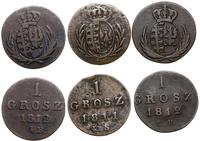 Polska, lot 3 x 1 grosz, 1811 IS, 2 x 1812 IB