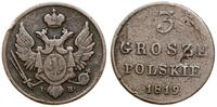 3 grosze polskie 1819 IB, Warszawa, rzadkie, Bit