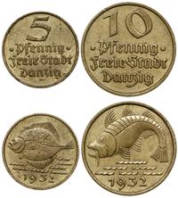 Polska, zestaw: 5 i 10 fenigów, 1932
