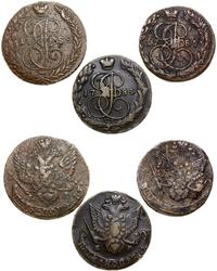 Rosja, zestaw: 3 x 5 kopiejek, 1784, 1785, 1788