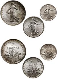 lot 3 monet, Paryż, 50 centymów 1918, 1 frank 19