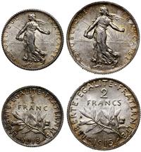 lot 2 monet, Paryż, 1 frank 1918 oraz 2 franki 1