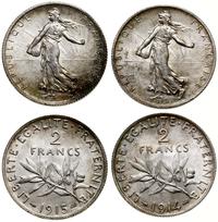 zestaw 2 x 2 franki 1914, 1915, Paryż, srebro pr