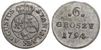 6 groszy miedziane 1794, Warszawa, mała korona n