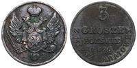3 grosze polskie z miedzi krajowej 1826 IB, Wars