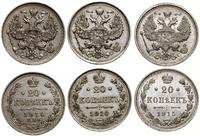 Rosja, zestaw: 3 x 20 kopiejek, 1914, 1915, 1916