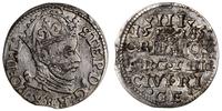 trojak 1585, Ryga, mała głowa króla, moneta wybi