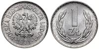 1 złoty 1971, Warszawa, aluminium, piękny, Parch