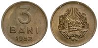 3 bani 1952, Bukareszt, mosiądz, piękne, KM 82.1