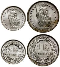 zestaw 2 monet 1962 B, Berno, 1/2 franka, 1 fran