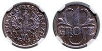 1 grosz 1934, Warszawa, pięklna moneta w pudełku