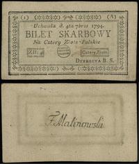 4 złote polskie 4.09.1794, seria 1-A, mała dziur