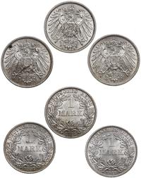Cesarstwo Niemieckie, lot 3 x 1 marka, 1907 A, 1911 A, 1915 A