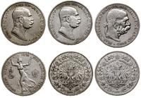 lot 3 monet, Wiedeń, 5 koron 1900, 5 koron 1909,