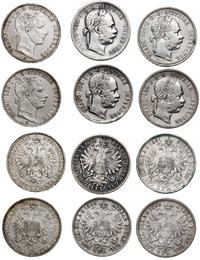 Austria, zestaw 10 x 1 floren, 1859, 2 x 1860, 1877, 1878, 1883, 1888,
