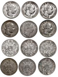 Austria, zestaw 10 x 1 floren, 1858, 3 x 1879, 1880, 1882, 1885, 1886,