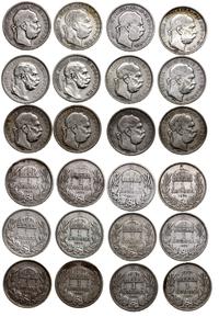 Węgry, lot 16 x 1 korona, 2 x 1892, 3 x 1893, 3 x 1894, 3 x 1895,