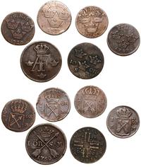 Szwecja, zestaw 12 szwedzkich monet (Fryderyk I i Adolf Fryderyk)