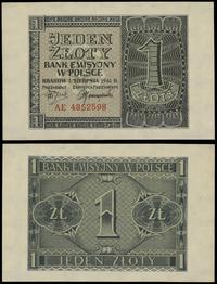 1 złoty 1.08.1941, seria AE, numeracja 4852598, 