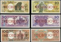 Polska, komplet nieobiegowych banknotów z serii miasta polskie, 1.03.1990