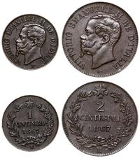 lot 2 monet 1867 M, Mediolan, 1 centesimo i 2 ce
