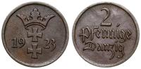 2 fenigi 1923, Berlin, moneta wybita nieco uszko