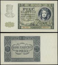 5 złotych 1.08.1941, seria AD, numeracja 0911167