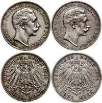Niemcy, zestaw: 2 x 3 marki, 1909 i 1910