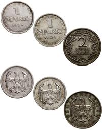 Niemcy, zestaw: 2 x 1 marka 1924 A oraz 2 marki 1925 J