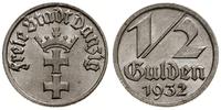 1/2 guldena 1932, Berlin, herb Gdańska, ładna, A