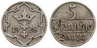 5 fenigów 1928, Berlin, herb Gdańska, rzadki roc