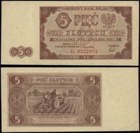 5 złotych 1.07.1948, seria AL, numeracja 0222991
