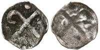 denar XIV w., Aw: Infuła biskupia(?), Rw: Dwa sk