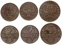zestaw 3 monet, mennica Warszawa, zestaw: 2 gros