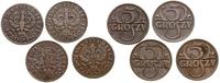 Polska, zestaw: 4 x 5 groszy, roczniki: 1923, 1937, 1938, 1939