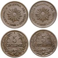 Urugwaj, lot 2 x 5 centesimos, 1944, 1947
