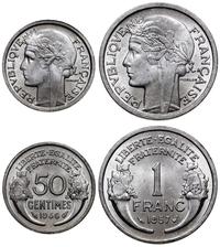 lot 2 monet, Paryż, 50 centymów 1946, 1 frank 19