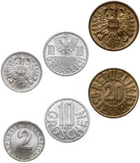 lot 3 monet, 2 grosze 1954, 10 groszy 1957, 20 g