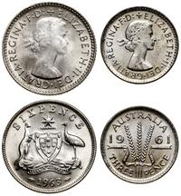 lot 2 monet, Melbourne, 3 pensy 1961 i 6 pensów 