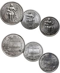 zestaw 3 monet, 1 frank 1965, 1986 oraz 2 franki